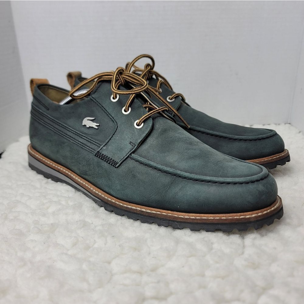 Lacoste Marceau Low 2 SRM LTH Mens Size 12 Golf Spikless Boat Gray Leather Shoe